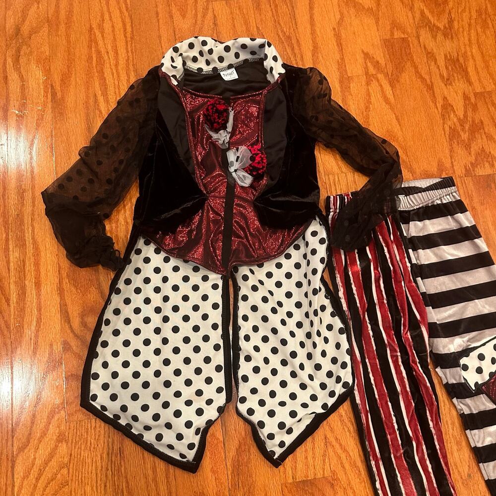 Spirit Halloween Dark Vintage Clown Costume Kids M 8-10 Jacket Leggings - Picture 3 of 5
